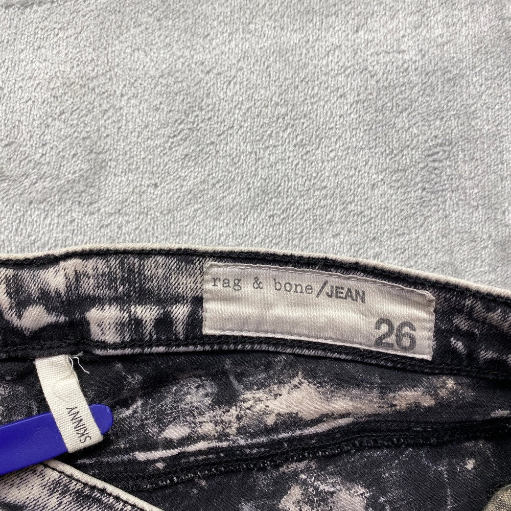 Rag‎ Bone Jean Skinny Jeans Acid Wash Black White Distressed Size 26 Grunge - Picture 5 of 10